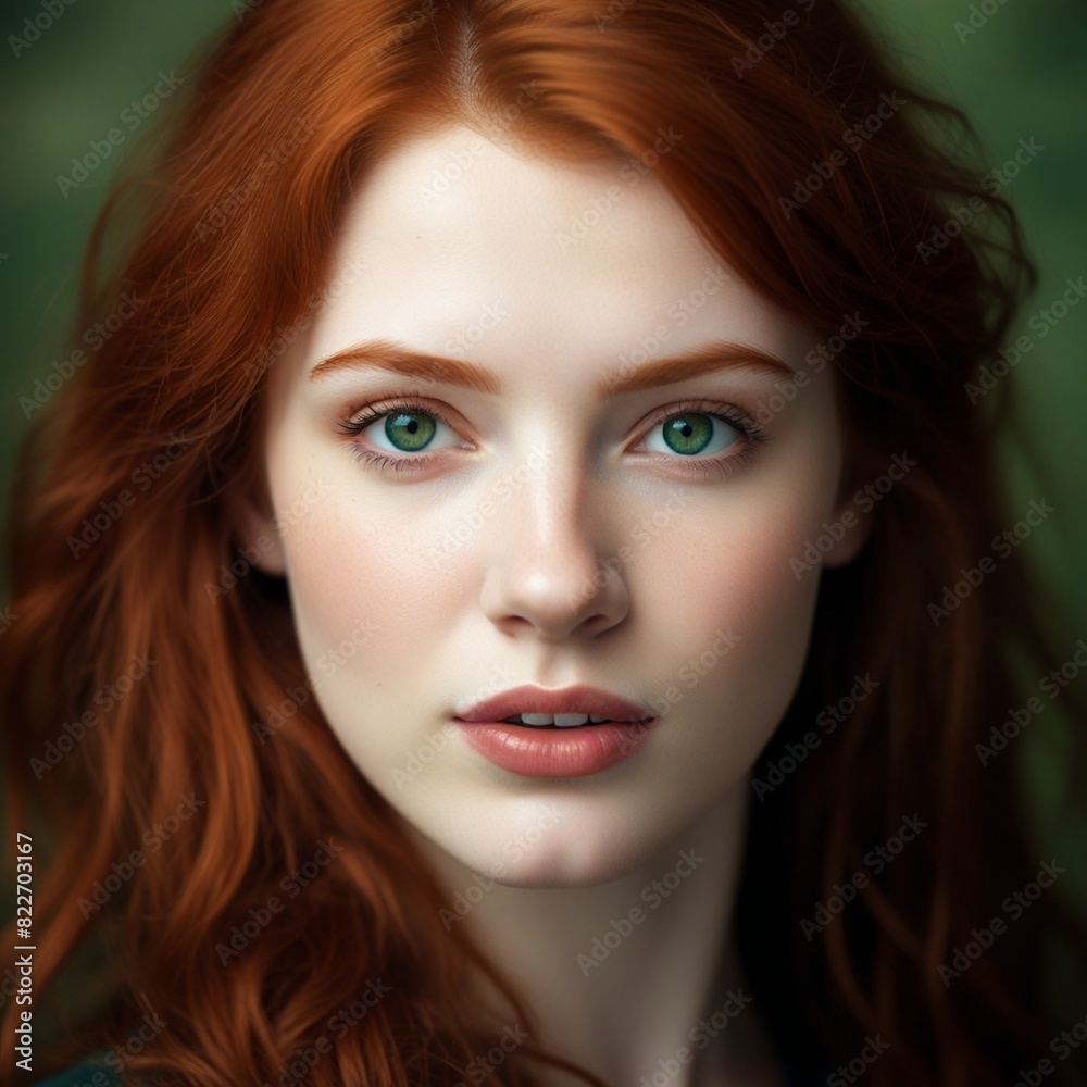 Full face redhaired girl model. Full face redhaired girl model.