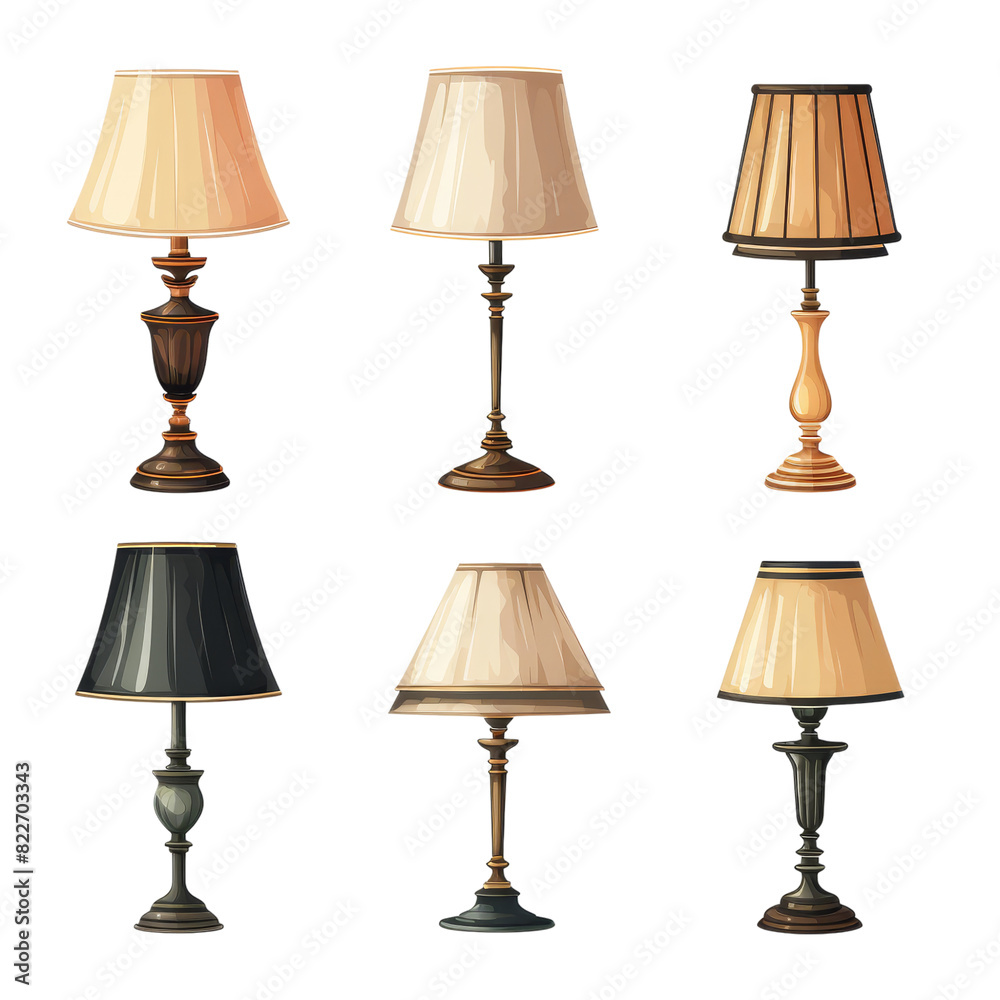 Set of Lamp isolated on transparent background, png, cut out.