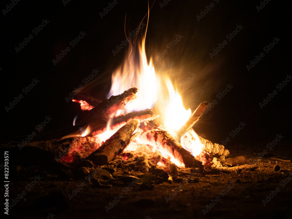Bonfire at night in the forest, closeup of photo. Bonfire at night in the forest, closeup of photo.