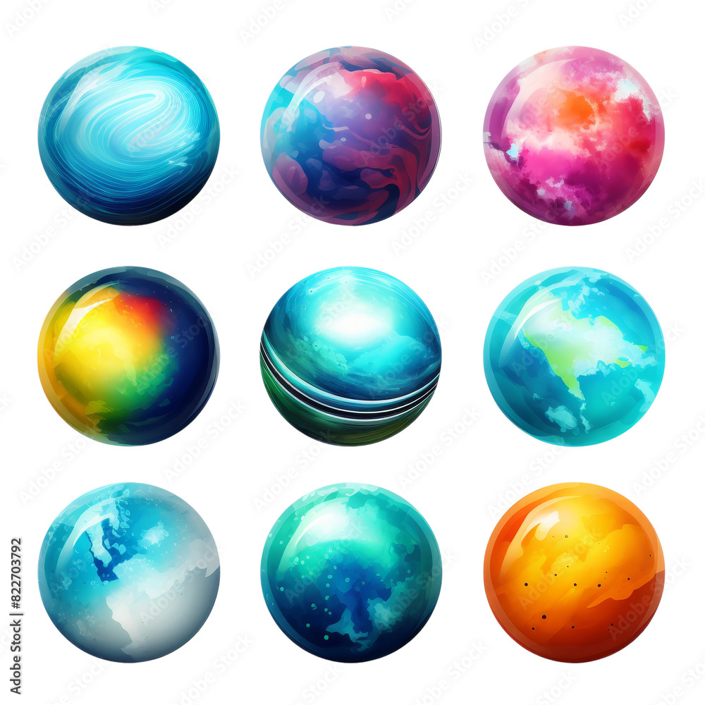 Set of Planets isolated on transparent background, png, cut out. Set of Planets isolated on transparent background, png, cut out.