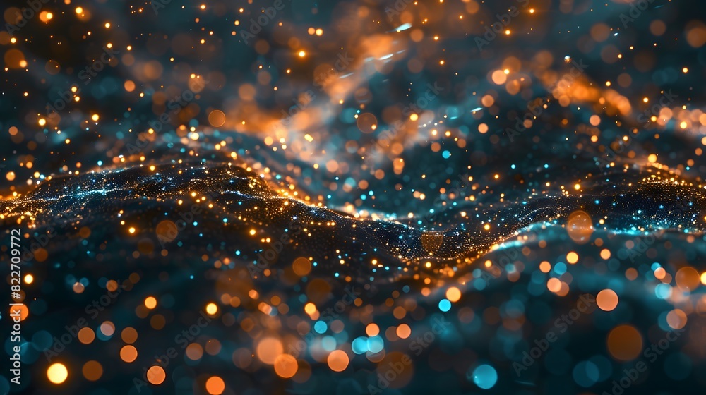 Naklejka premium Futuristic Abstract Background with Glowing Orange and Blue Lights