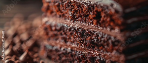 Macro food shot on the texture of chocolate cake.