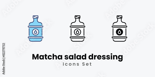 Matcha salad dressing icons set vector stock illustration