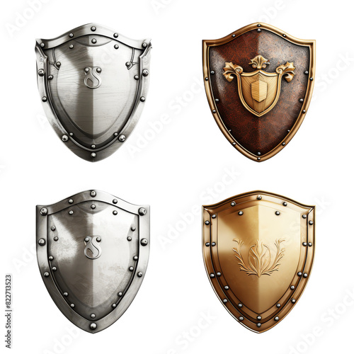 Set of Shields isolated on transparent background, png, cut out.