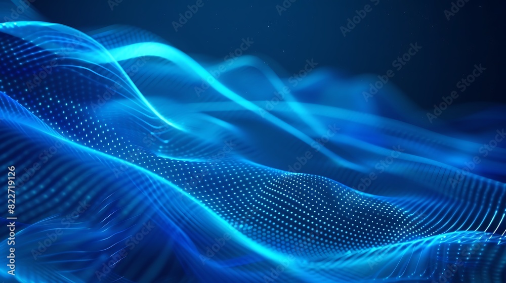 Futuristic Blue Abstract Background with Wavy Lines and Glowing Digital Patterns Futuristic Blue Abstract Background with Wavy Lines and Glowing Digital Patterns