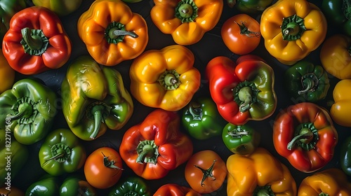 Lots of colorful bell peppers close up : Generative AI