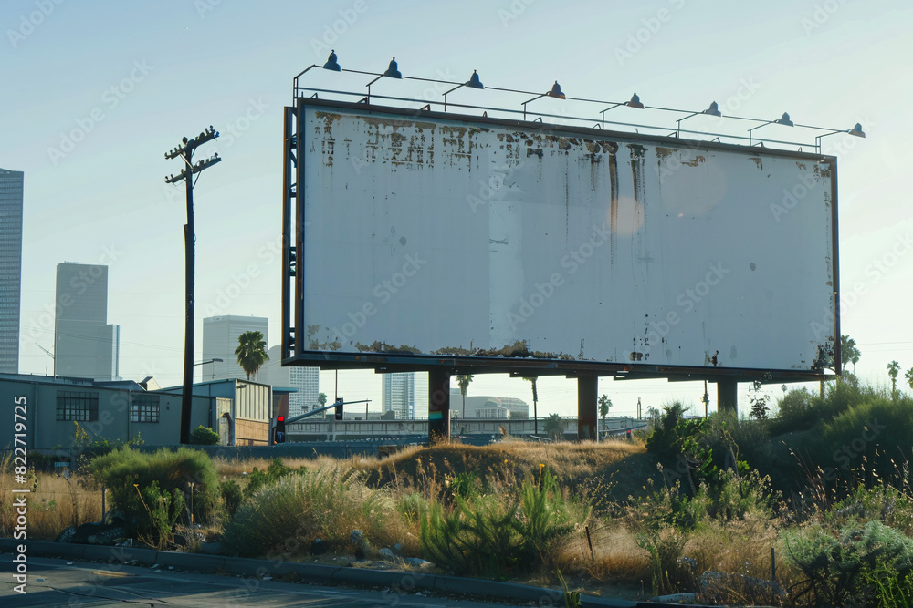 Blank billboard in an urban setting with clear sky Blank billboard in an urban setting with clear sky