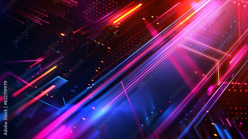 Futuristic Neon Lights Abstract Background with High-Tech Digital Patterns in Dark Sleek Design Futuristic Neon Lights Abstract Background with High-Tech Digital Patterns in Dark Sleek Design