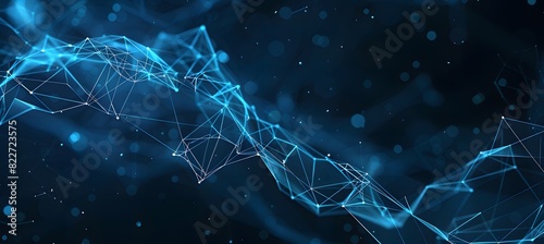 Abstract Low Poly Waves with Connecting Dots on Dark Blue Background