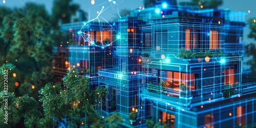   a smart building equipped with sensors and AI technology that autonomously monitors and manages utilities Automated Property Management, photo
