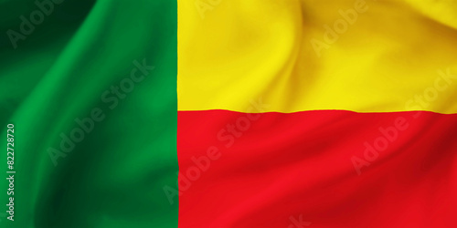 Benin waving flag background.3D illustration of Benin flag