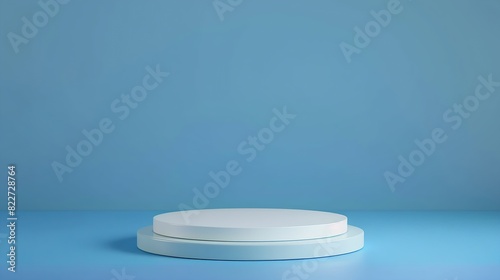Abstract empty white podium on blue background Mock up stand for product presentation 3D Render Minimal concept Advertising template   Generative AI