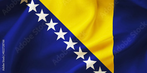Bosnia and Herzegovina waving flag background.3D illustration of Bosnia and Herzegovina flag photo