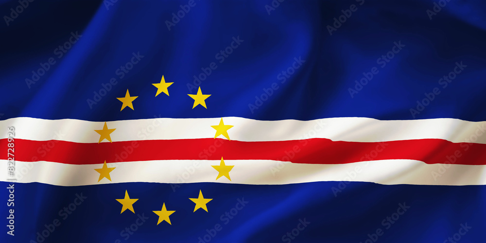 Cabo Verde waving flag background. 3D illustration of Cape Verde flag