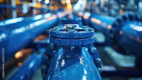 blue pipelines in a waterworks photo
