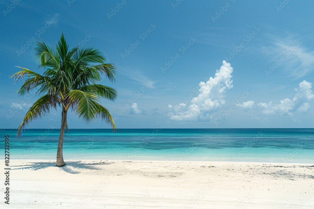 Tranquil beach scene with turquoise waters white sand