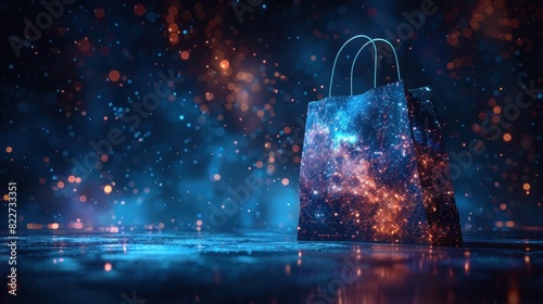 Abstract image of a paper bag in the form of a starry sky or space photo