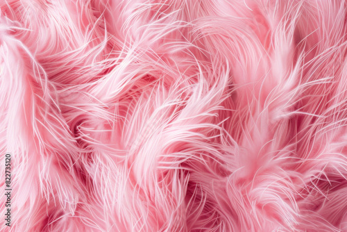 Pink fur background, fluffy pink wool texture, soft feather pattern for fashion design concept. Pastel color wallpaper with copy space © Ikhou