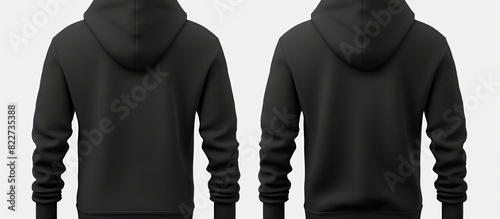 Blank black male hoodie sweatshirt long sleeve with clipping path photo