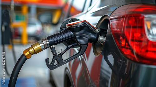 Close-Up of Gas Pump With Cars in Background
