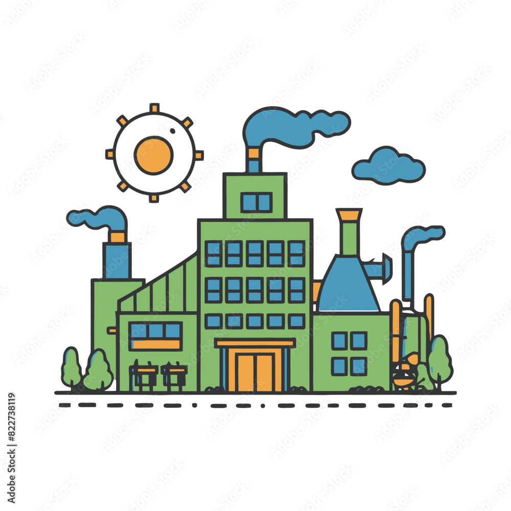 Vector flat icon for the plant factory service industry building. Vector flat icon for the plant factory service industry building.