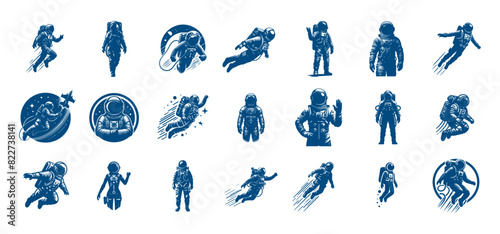 21 set silhouette of astronaut