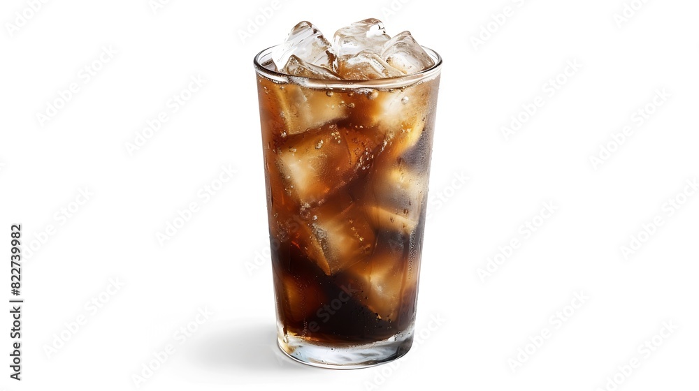Glass of iced coffee isolated clipping path on white background : Generative AI Glass of iced coffee isolated clipping path on white background : Generative AI