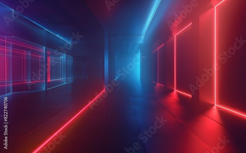 Abstract Blue and Red Light Background with Speed Lines