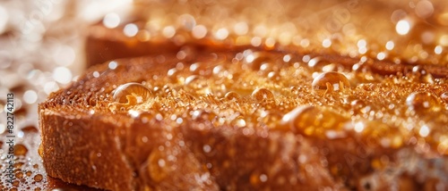 Macro food shot on the texture of toast. Copy space area for text. Background, banner, template, events card.