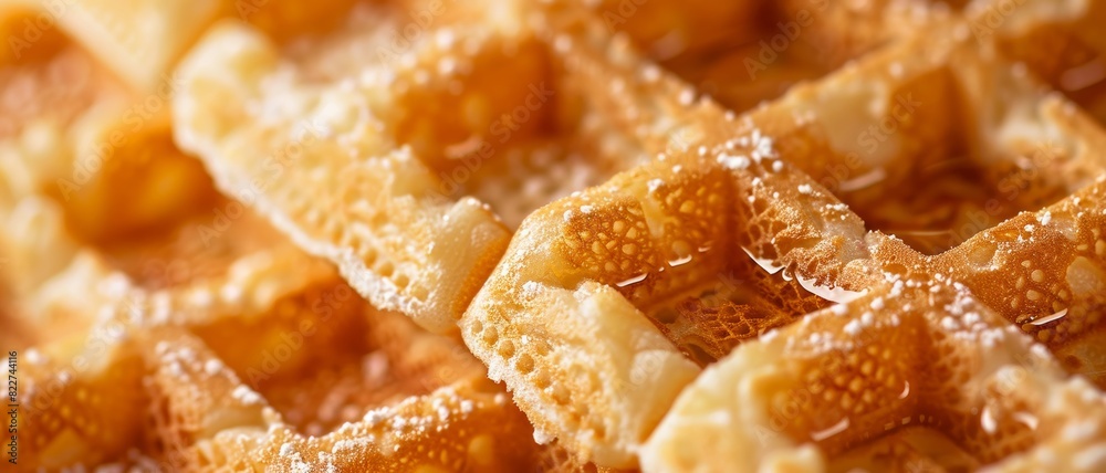 Macro food shot on the texture of waffles. Copy space area for text. Background, banner, template, events card. Macro food shot on the texture of waffles. Copy space area for text. Background, banner, template, events card.