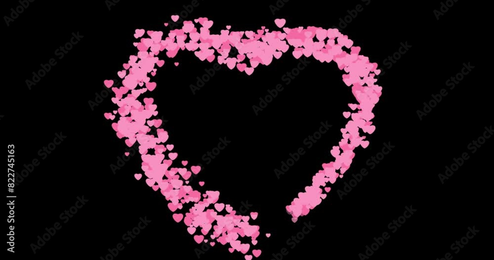 Heart frame made of pink hearts animation on a black background. Heart animation for Women's day, Valentine's Day, and Wedding anniversary Heart frame made of pink hearts animation on a black background. Heart animation for Women's day, Valentine's Day, and Wedding anniversary