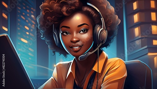 black woman working at a call center