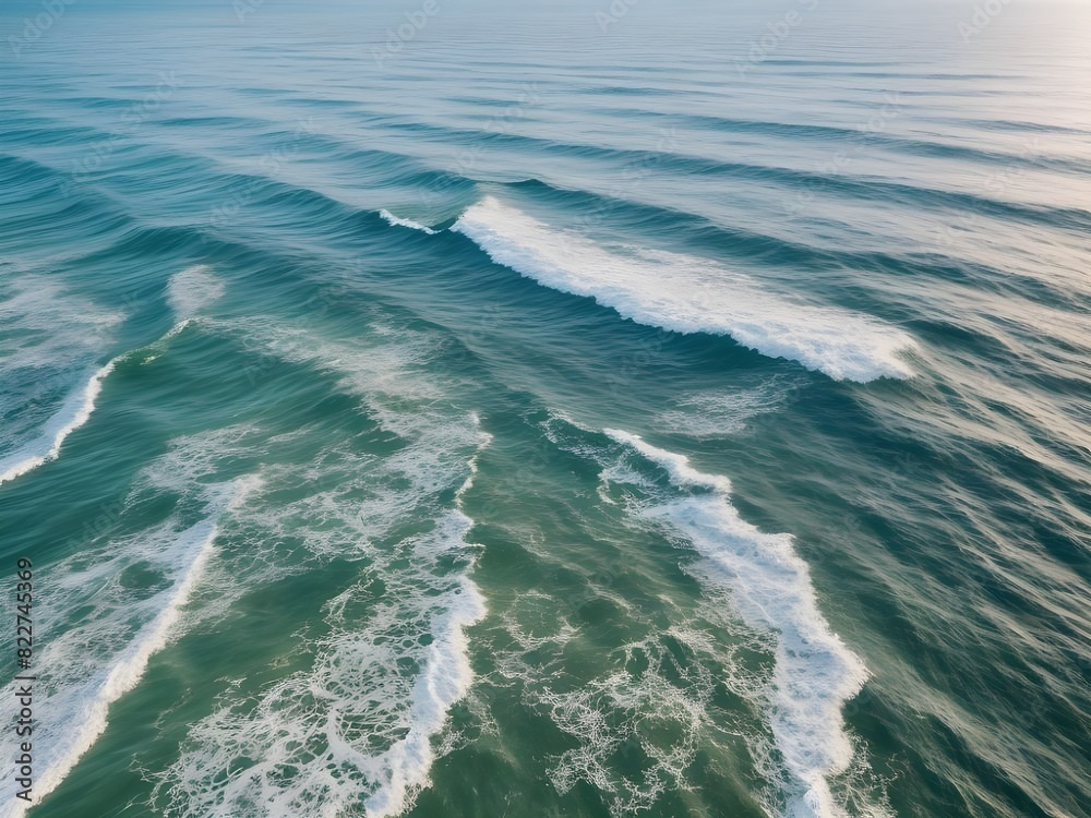 Experience the tranquility of a sunset over the ocean, with waves rolling in gently Experience the tranquility of a sunset over the ocean, with waves rolling in gently