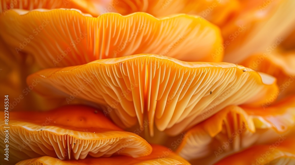 beautiful and very bright orange mushroom in macro : Generative AI beautiful and very bright orange mushroom in macro : Generative AI