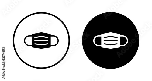 Mask icon vector isolated on white background. Man face with mask icon. Safety breathing masks. Industrial safety N95 mask. Medical mask vector icon.