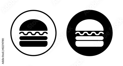 Hamburger icon vector isolated on white background. Burger and hamburger icon. Fast food vector icon