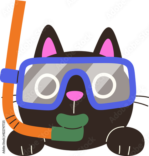Cat In Snorkeling Mask