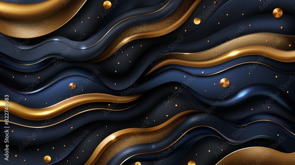 abstract technology design featuring luxury geometric shapes in black and yellow color with realistic graphic texture decoration in isolated elegant background, businsess background presentation