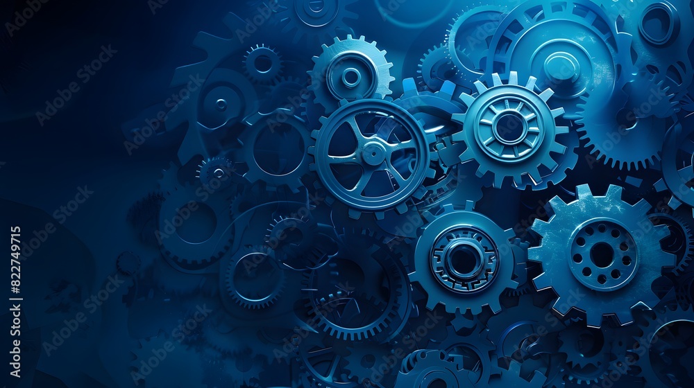 Abstract Blue Background with Gears and Cogs Vector Illustration