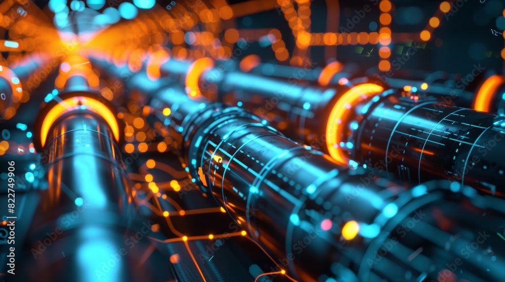The map showcases the widespread reach of the pipeline network covering a vast area with intricate lines and symbols. The map showcases the widespread reach of the pipeline network covering a vast area with intricate lines and symbols.
