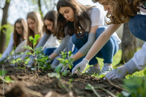 Wallpaper Mural Young people planting trees in a park. Torontodigital.ca