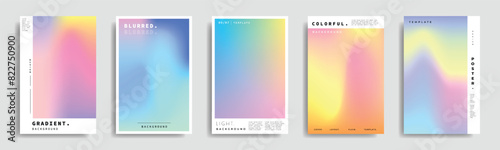 Pastel fluid gradient mesh poster design set. Wavy colorful gradation background bundle. Abstract smooth vibrant graphic element. For social media template, advertisement, presentation, or branding.