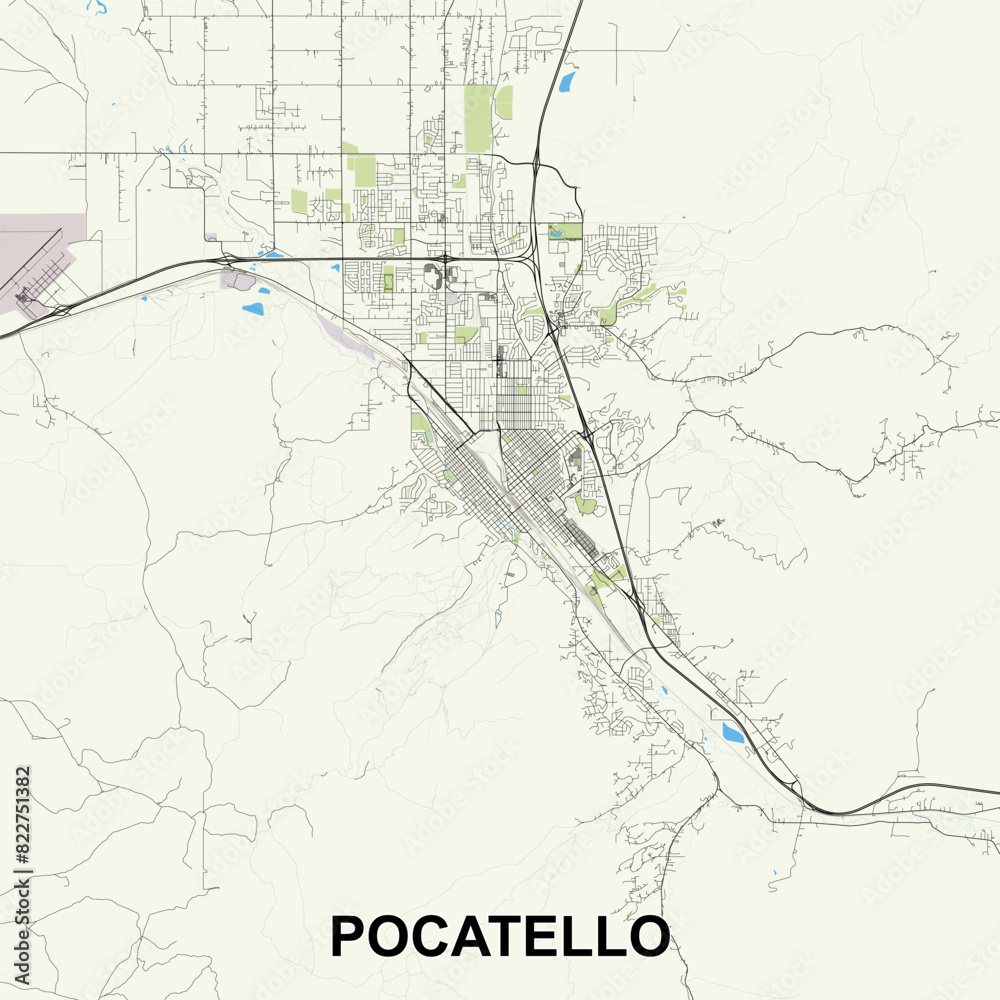 Pocatello, Idaho, United States map poster art