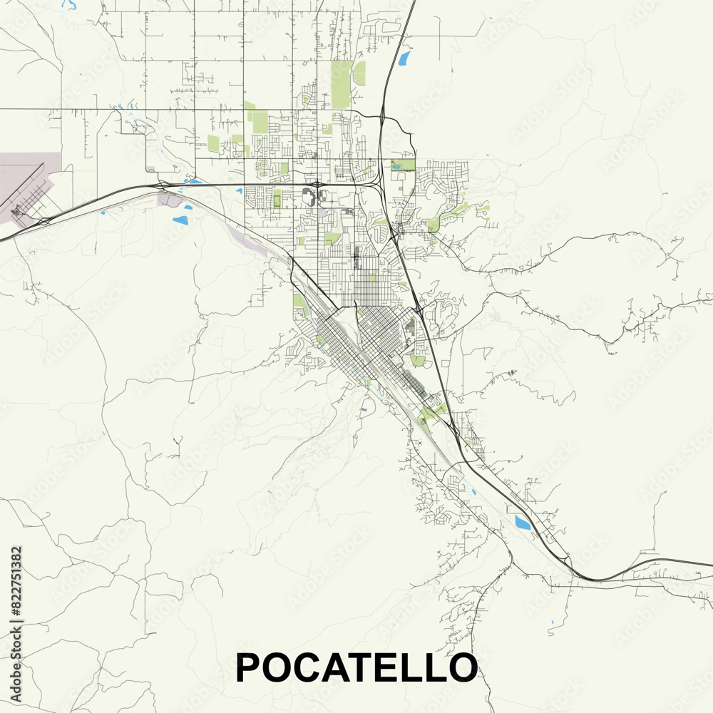 Obraz premium Pocatello, Idaho, United States map poster art
