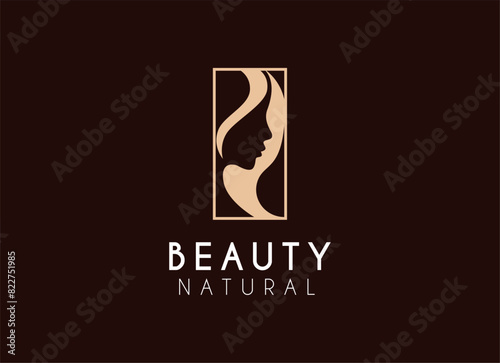 Natural beautiful woman face logo design inspiration. Beauty spa logo design photo