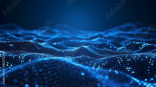 Abstract Blue Background with Glowing Digital Waves