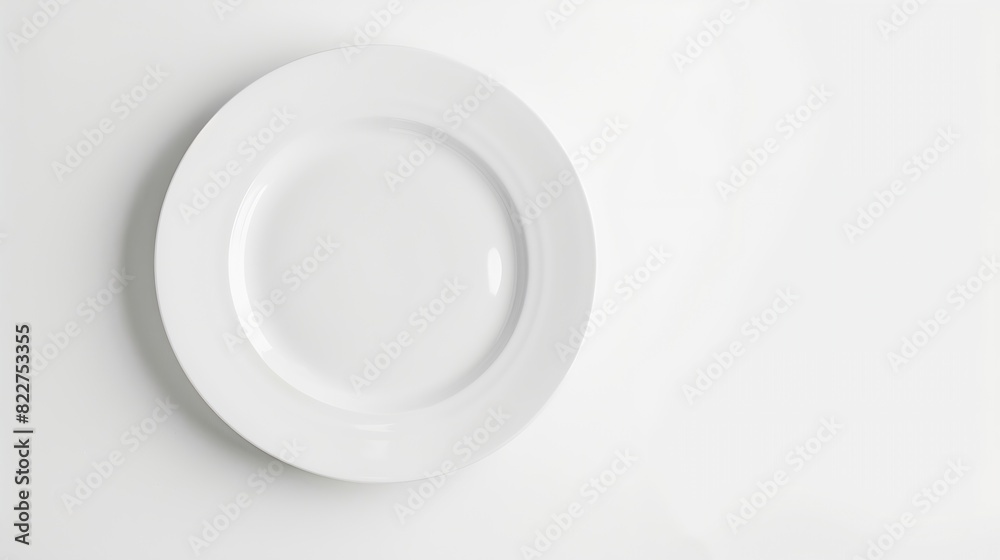 White plate placed on a white background : Generative AI White plate placed on a white background : Generative AI