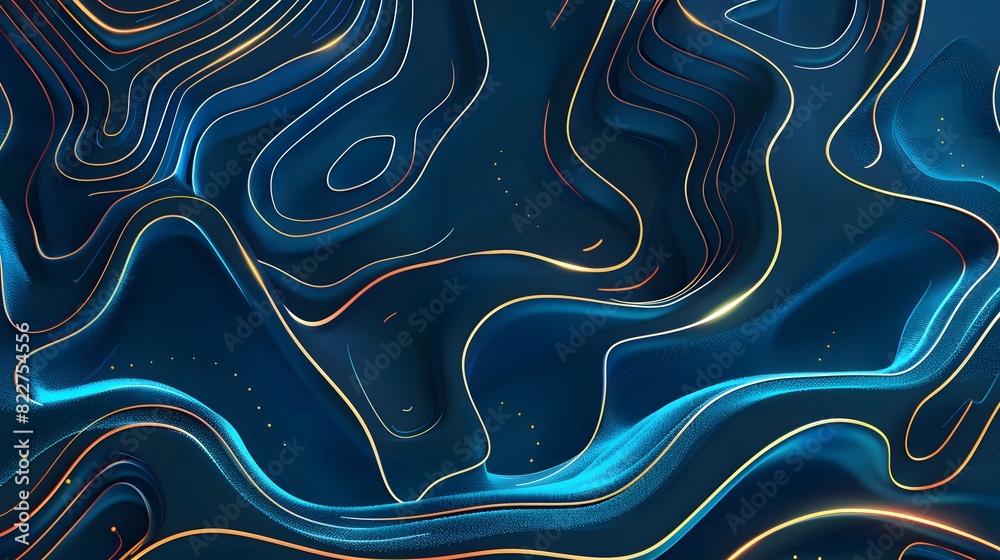 Obraz premium Abstract Blue Background with Glowing Lines and Waves