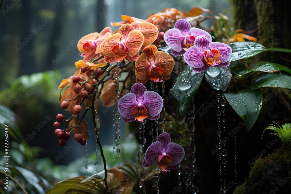 Terrestrial orchids in vibrant native garden., generative IA Terrestrial orchids in vibrant native garden., generative IA