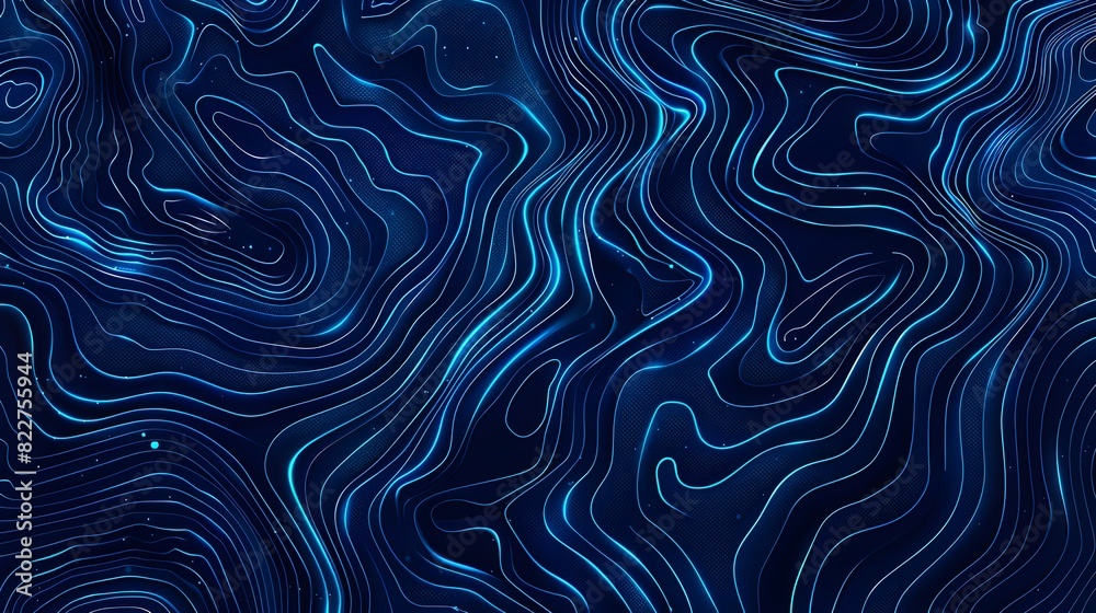Abstract Blue Background with Glowing Wave Lines
